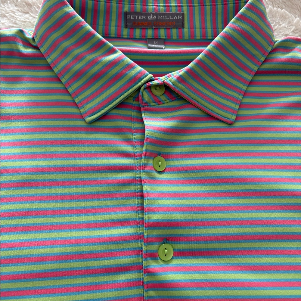 Men’s medium Peter Millar Striped golf Polo Shirt